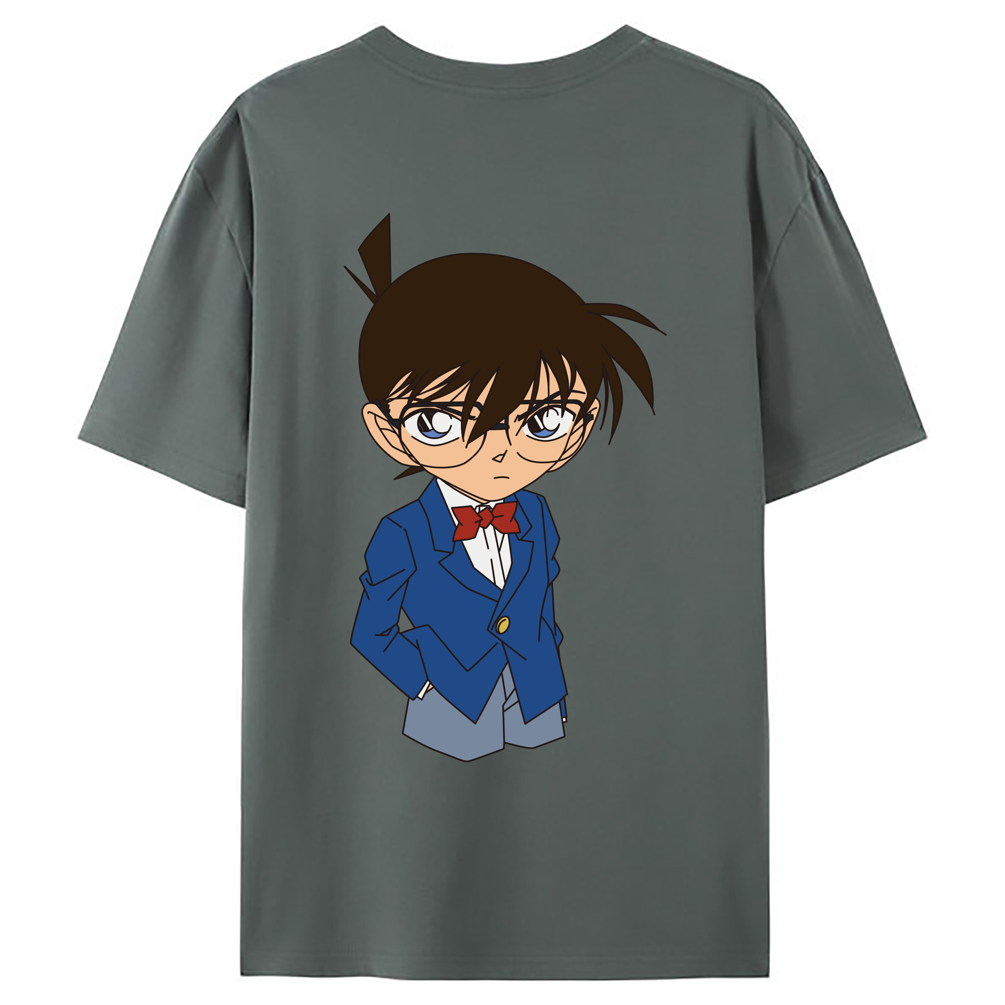 （画像用） 名探偵コナン 江戸川 コナン Detective Conan Conan Edogawa 綿100％ メンズ半袖Tシャツ（バックプリント） 通気性